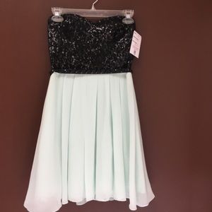 Black Lace & Sequin Pale Minty Skirt Mini